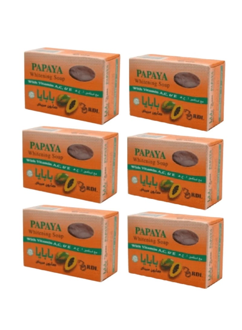 RDL 6 pieces of papaya soap for skin whitening, 135 grams - Image 1